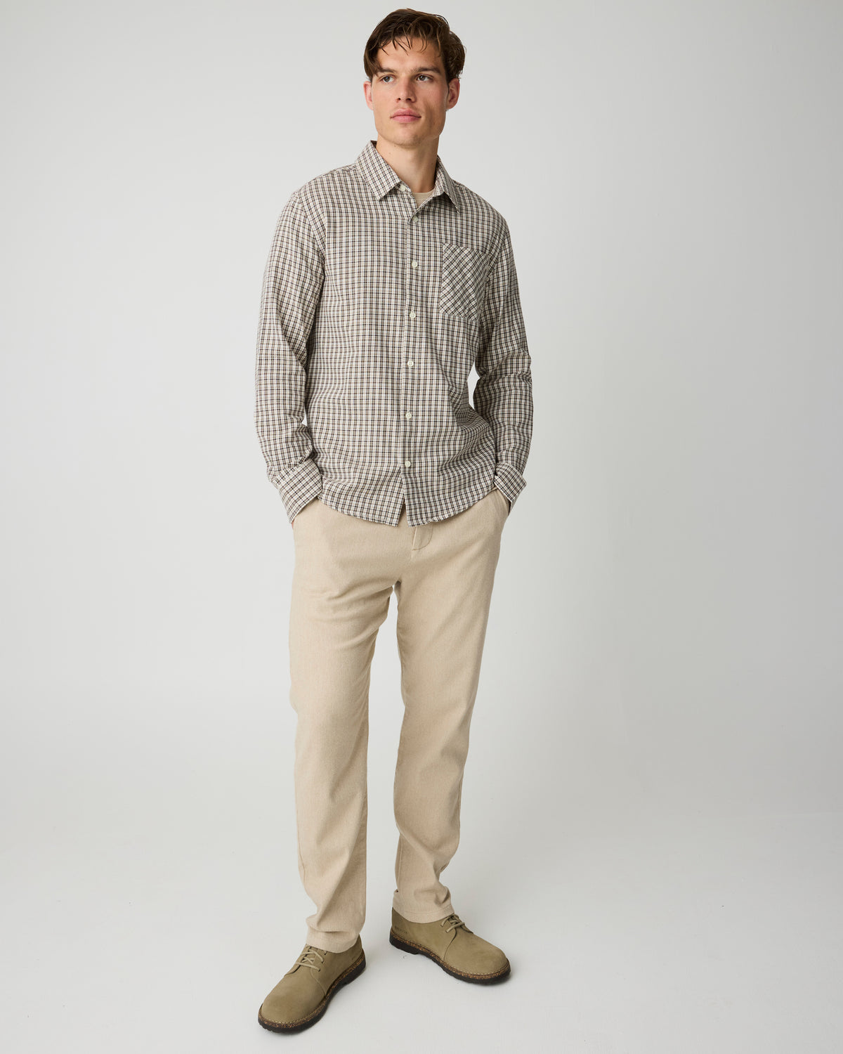Chuck regular flannel pants - Light feather gray