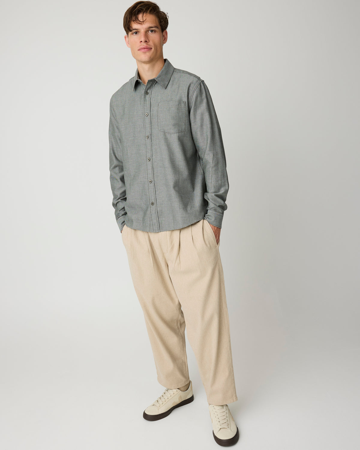 Ozone relaxed flannel pant - Light feather gray