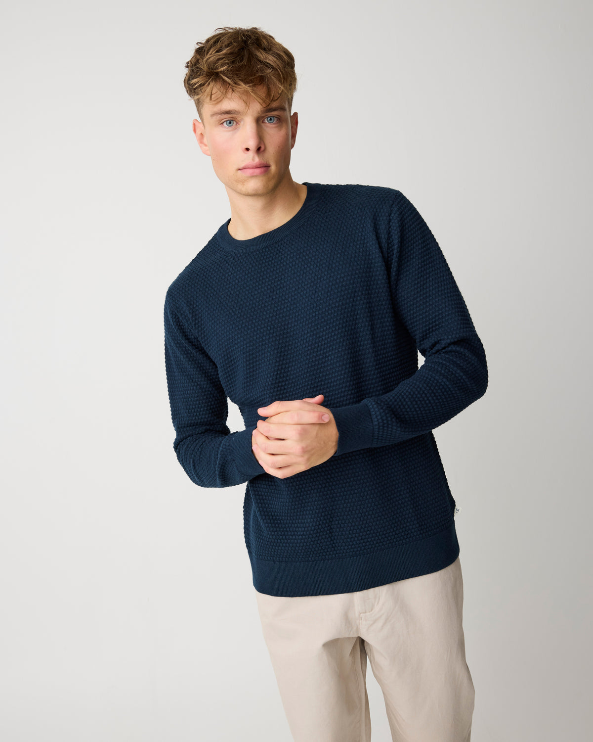 Bubble knit crew neck - Total Eclipse