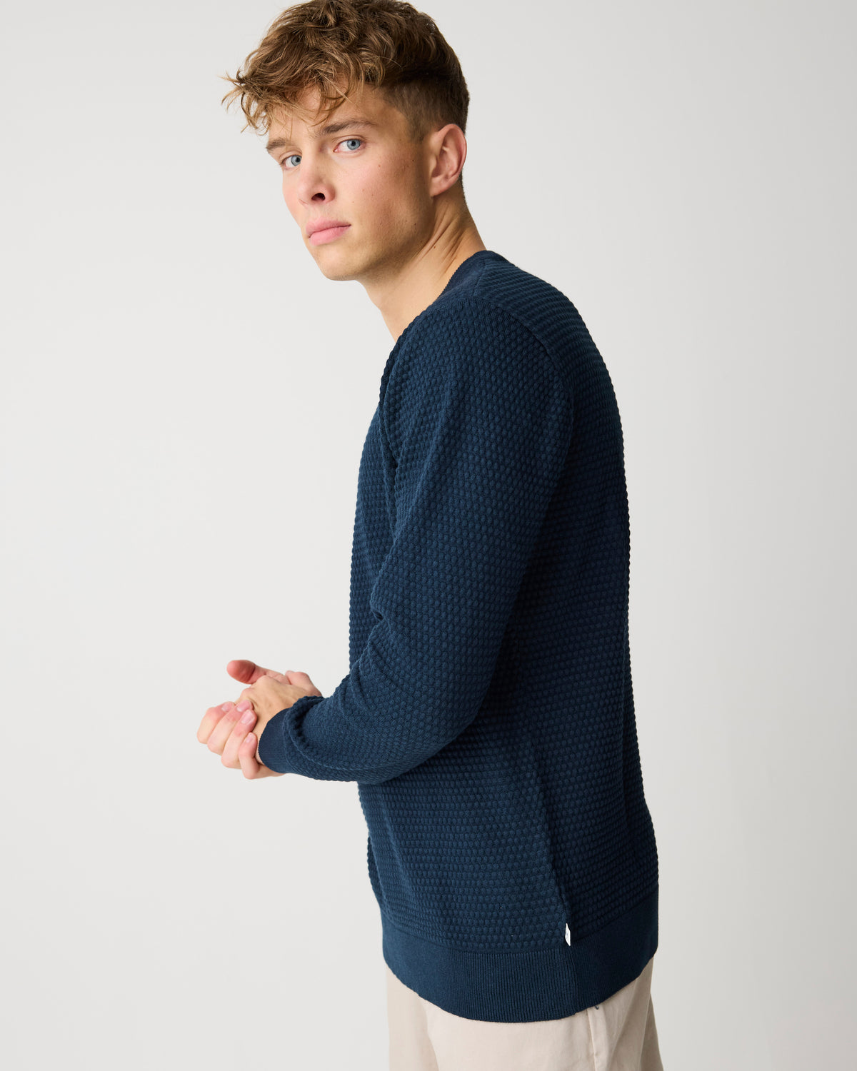 Bubble knit crew neck - Total Eclipse