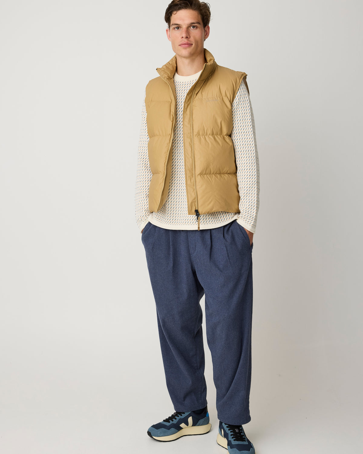 Jacquard crew neck sweater - Creme