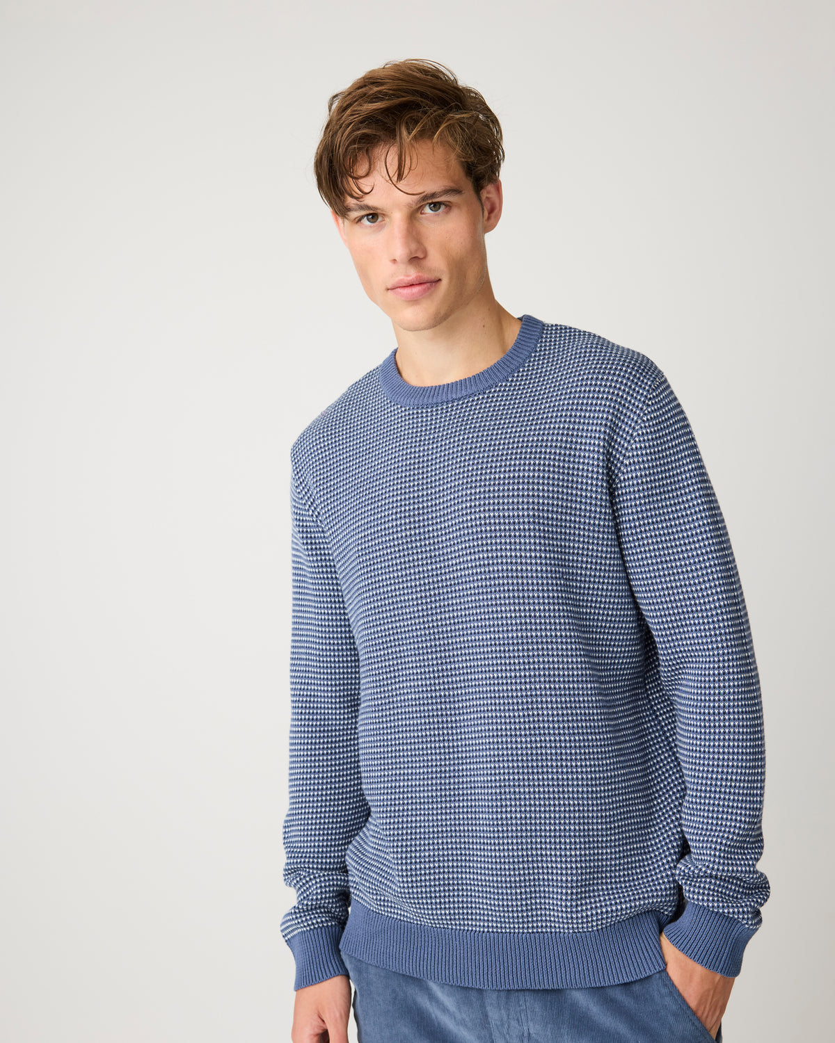 Jacquard crew neck sweater - Night Sky