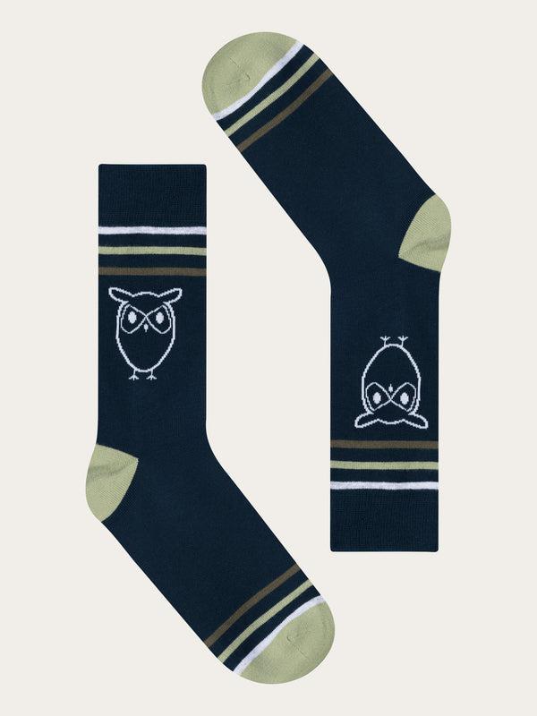 KnowledgeCotton Apparel - MEN 2-pack owl socks Socks 1001 Total Eclipse