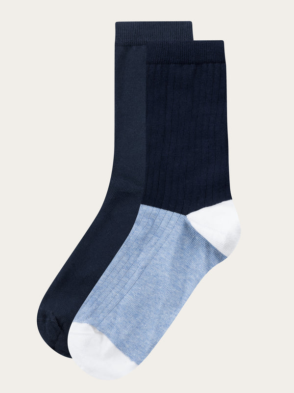 KnowledgeCotton Apparel - MEN 2-pack striped sock Socks 8021 Blue stripe