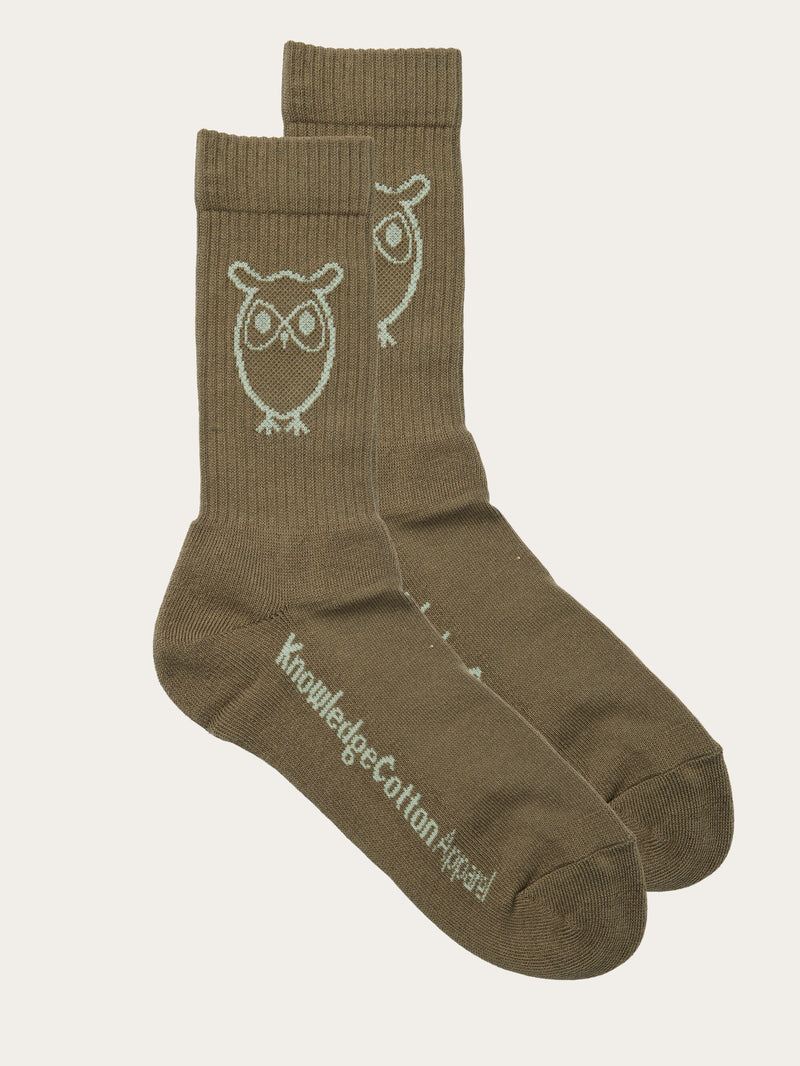 KnowledgeCotton Apparel - UNI 2-pack tennis sock Socks 1068 Burned Olive