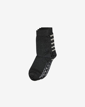 KnowledgeCotton Apparel - UNI 2 pack classic stripe socks Socks 1073 Dark Grey Melange