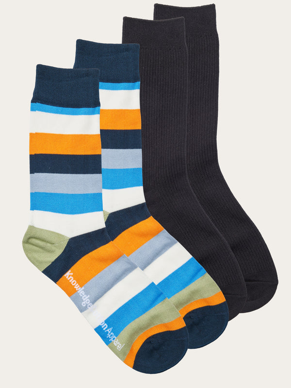 4-pack socks - block striped/solid socks - Total Eclipse
