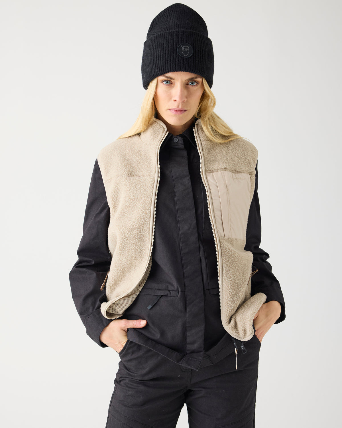 Loose Fit Zip Fleece Vest GRS/Vegan - Light feather gray