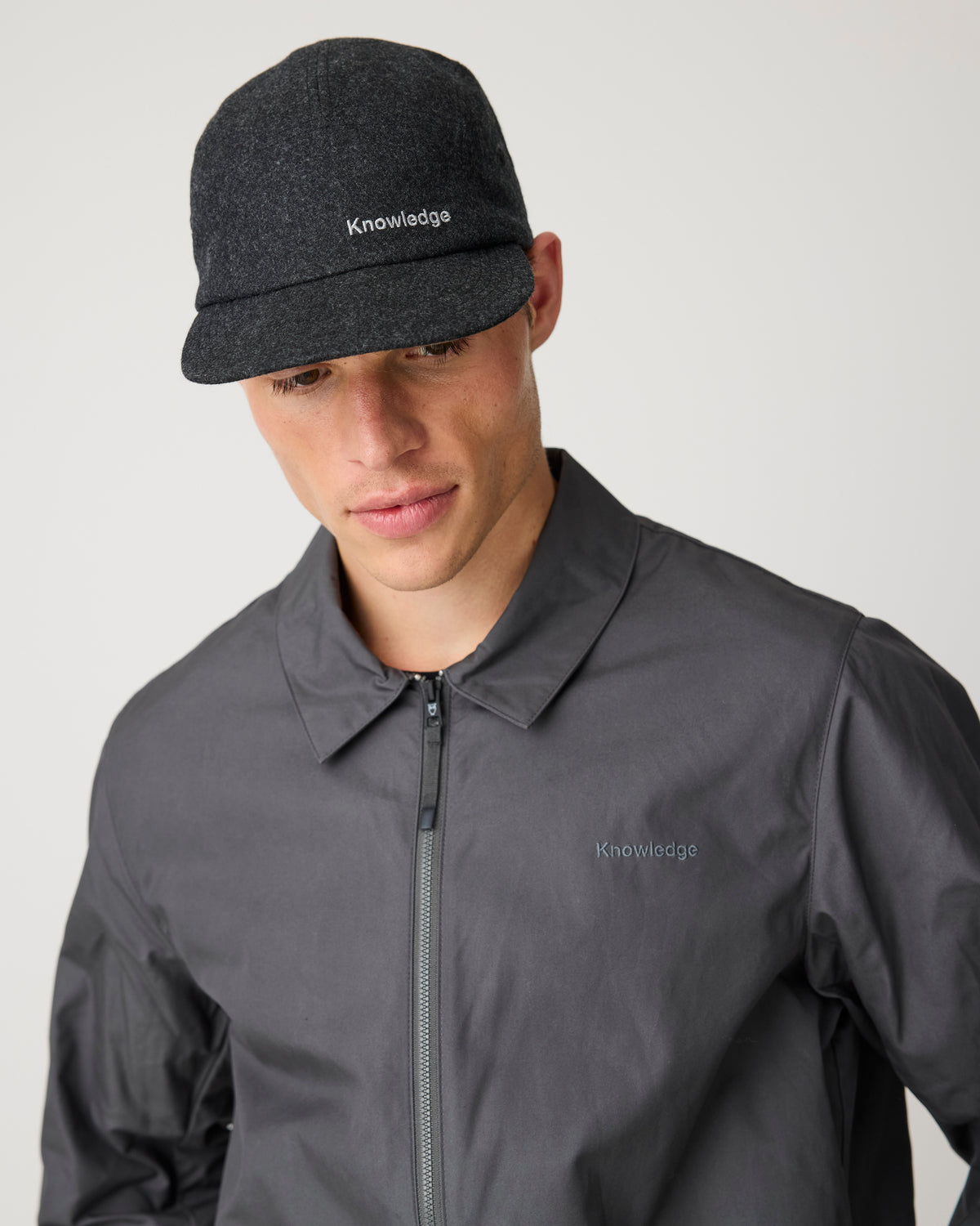 Wool 5-panel cap - Dark Grey Melange