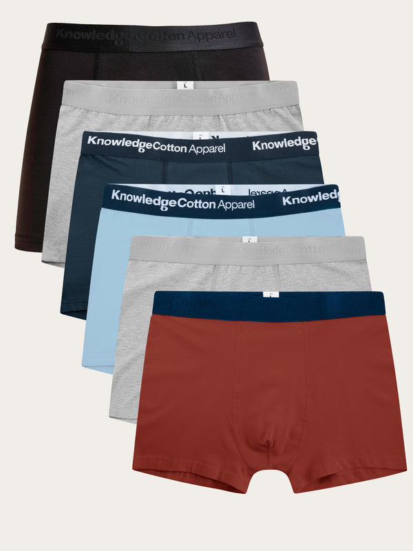 KnowledgeCotton Apparel - MEN 6-pack underwear Underwears 1478 Fired Brick