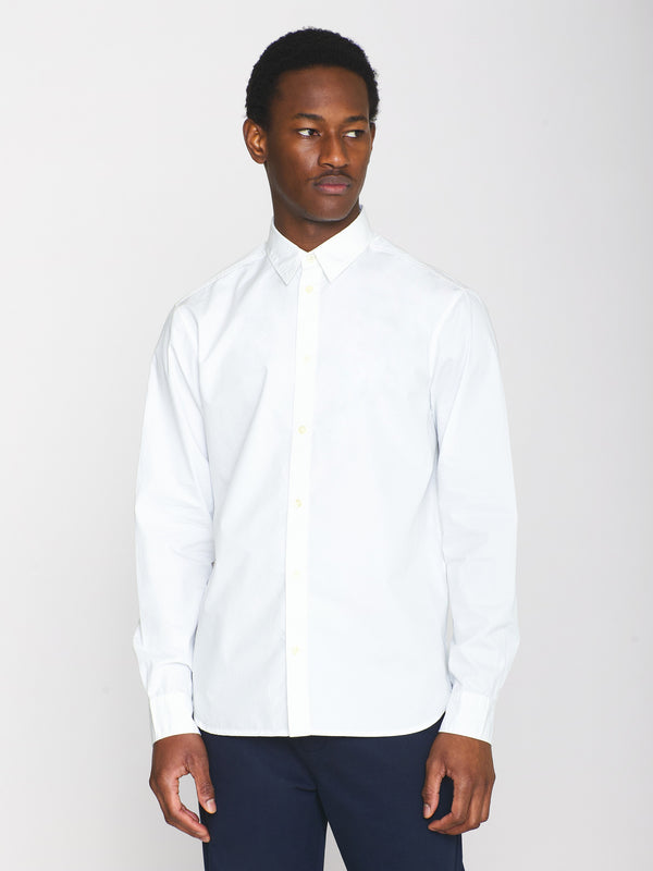 KnowledgeCotton Apparel - MEN ALF regular crispy cotton shirt - GOTS/Vegan Shirts 1010 Bright White