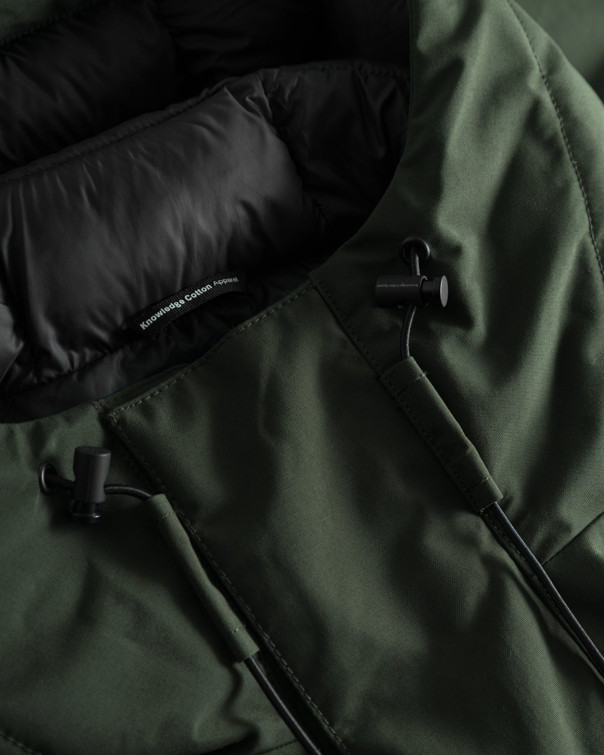 KnowledgeCotton Apparel - MEN APEX CANVAS™ long padded coat Jackets 1090 Forest Night