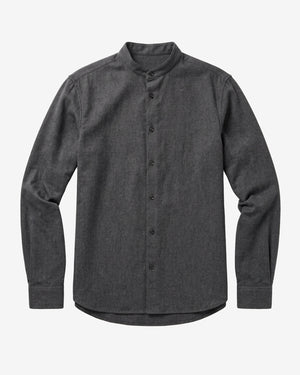 KnowledgeCotton Apparel - MEN Arch regular flannel shirt Shirts 1073 Dark Grey Melange