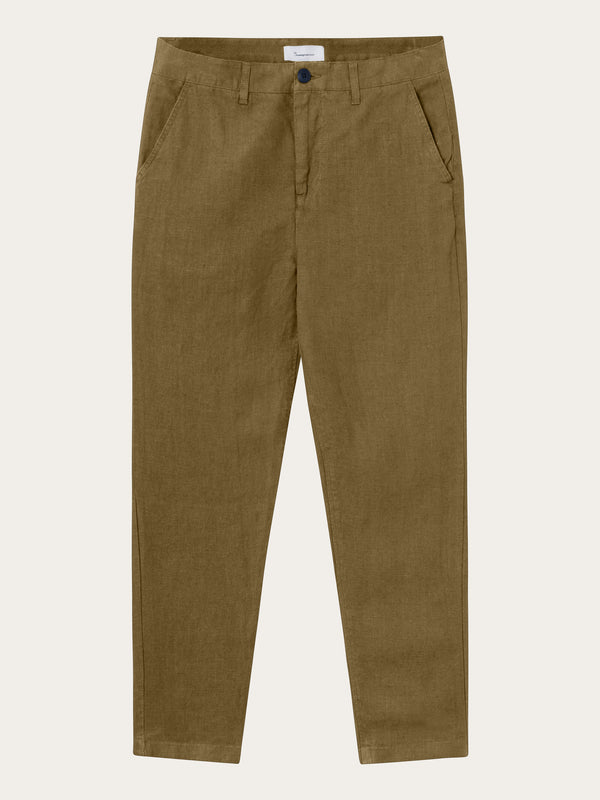 KnowledgeCotton Apparel - MEN BOB loose linen pant Pants 1068 Burned Olive