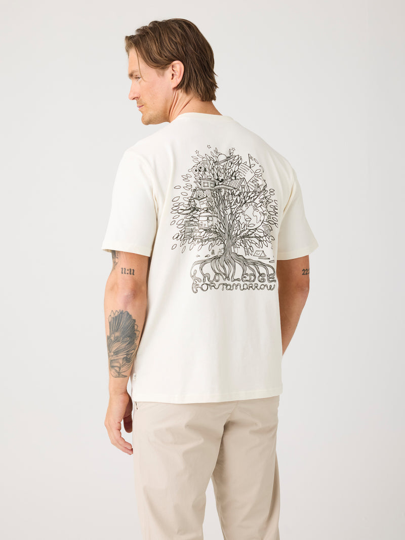 KnowledgeCotton Apparel - MEN Back print t-shirt T-shirts 1387 Egret
