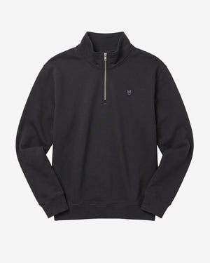 KnowledgeCotton Apparel - MEN Badge halfzip Sweats 1300 Black Jet