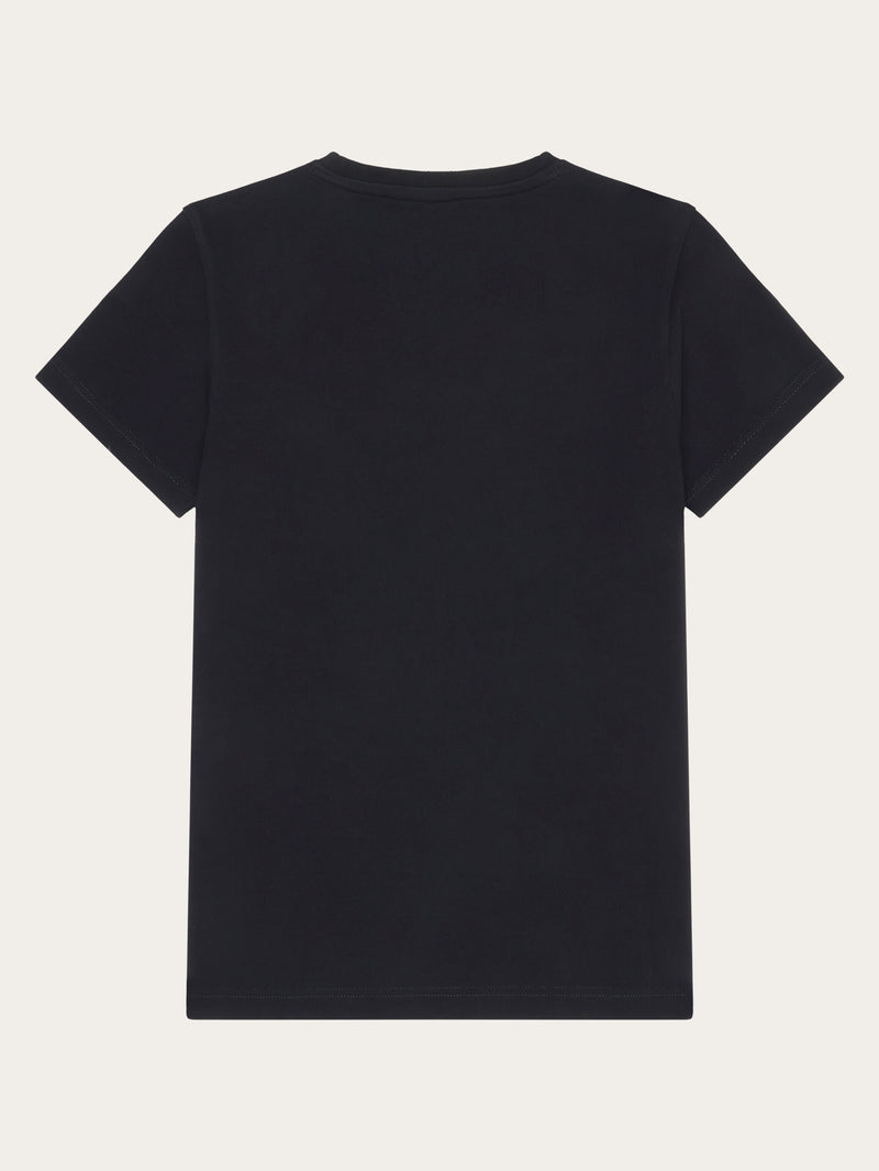 KnowledgeCotton Apparel - WMN Basic badge tee - Regenerative Organic Certified™ - GOTS/Vegan T-shirts 1300 Black Jet