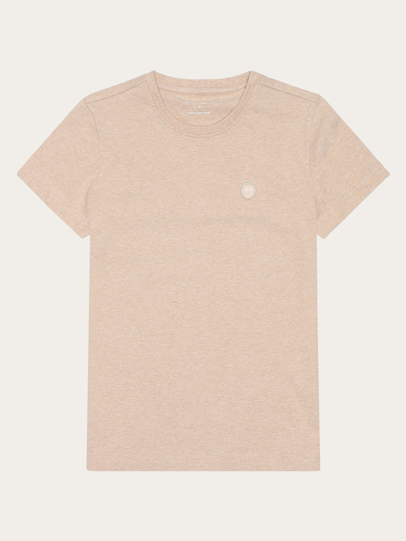KnowledgeCotton Apparel - WMN Basic badge tee - Regenerative Organic Certified™ - GOTS/Vegan T-shirts 1355 Safari melange