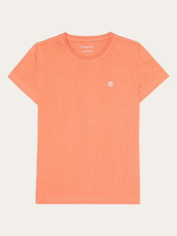KnowledgeCotton Apparel - WMN Basic badge tee - Regenerative Organic Certified™ - GOTS/Vegan T-shirts 1481 Langoustino