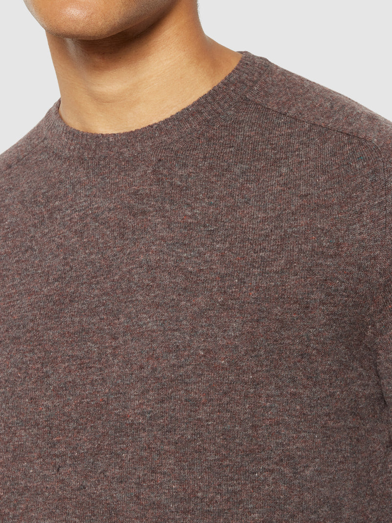 KnowledgeCotton Apparel - MEN Basic o-neck knit Knits 1243 Demitasse (brown)