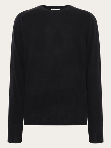 KnowledgeCotton Apparel - MEN Basic o-neck knit Knits 1300 Black Jet