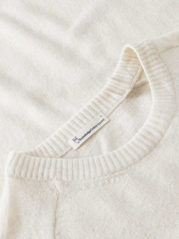 KnowledgeCotton Apparel - MEN Basic o-neck knit Knits 1387 Egret