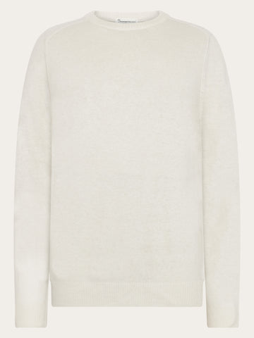 KnowledgeCotton Apparel - MEN Basic o-neck knit Knits 1387 Egret