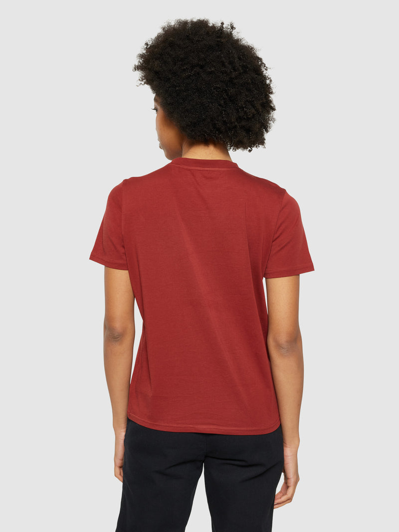 KnowledgeCotton Apparel - WMN Basic pima cotton t-shirt - GOTS/Vegan T-shirts 1478 Fired Brick