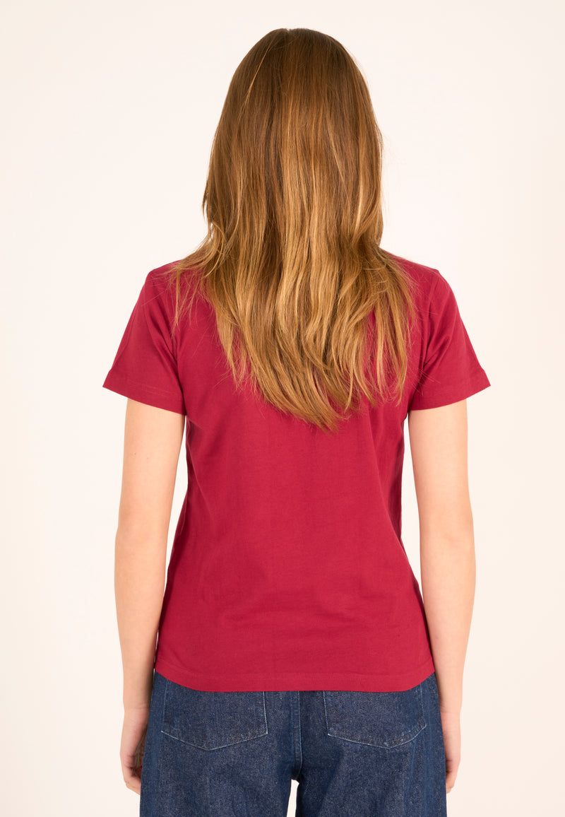 KnowledgeCotton Apparel - WMN Basic t-shirt T-shirts 1364 Rhubarb