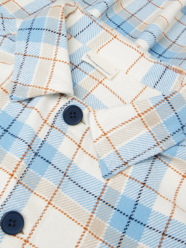 KnowledgeCotton Apparel - MEN Big checked heavy flannel overshirt Overshirts 7034 blue check