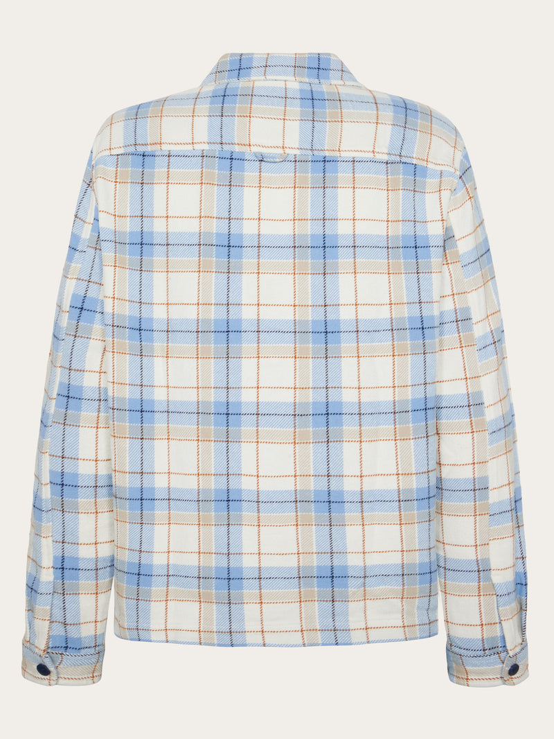 KnowledgeCotton Apparel - MEN Big checked heavy flannel overshirt Overshirts 7034 blue check