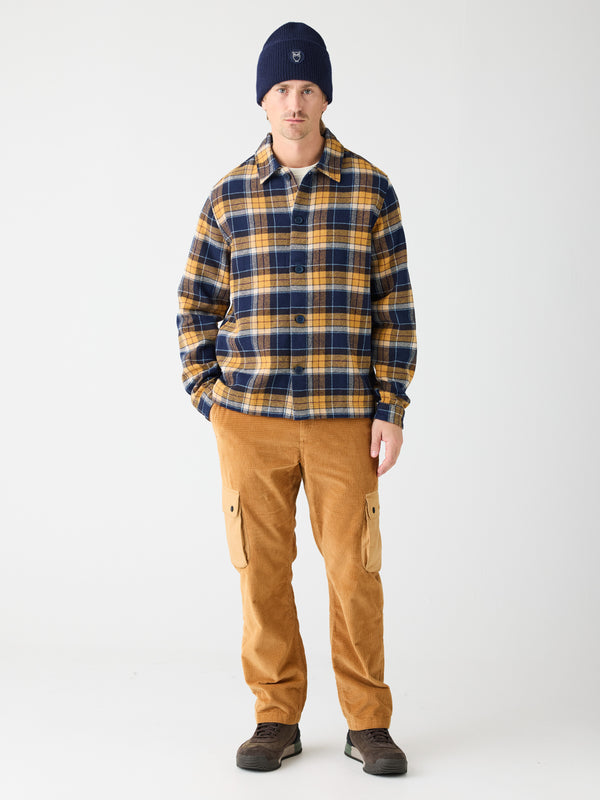 KnowledgeCotton Apparel - MEN Big checked heavy flannel overshirt Overshirts 7036 Navy check