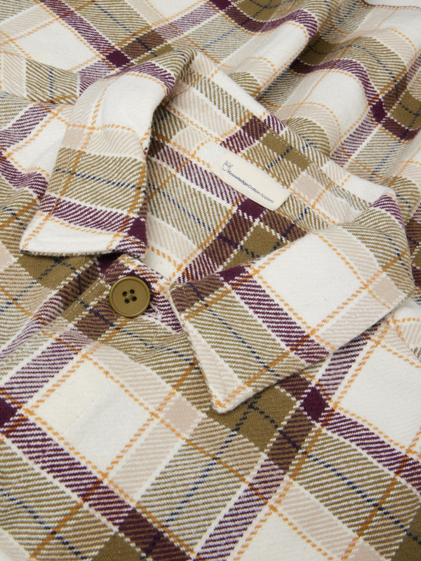 KnowledgeCotton Apparel - MEN Big checked heavy flannel overshirt Overshirts 7037 Green Check