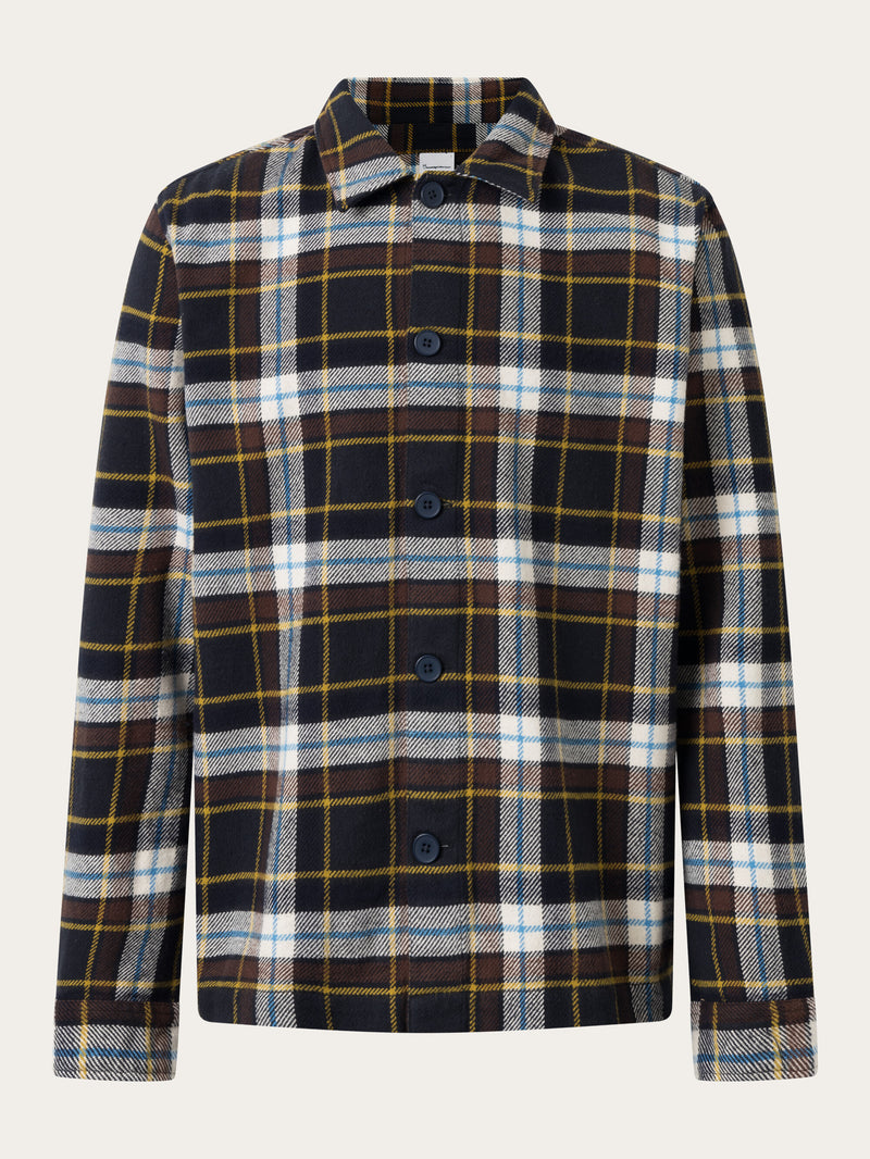 KnowledgeCotton Apparel - MEN Big checked heavy flannel overshirt Overshirts 9999 Item Colour