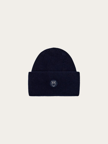 KnowledgeCotton Apparel - UNI Big rib beanie Hats 1001 Total Eclipse