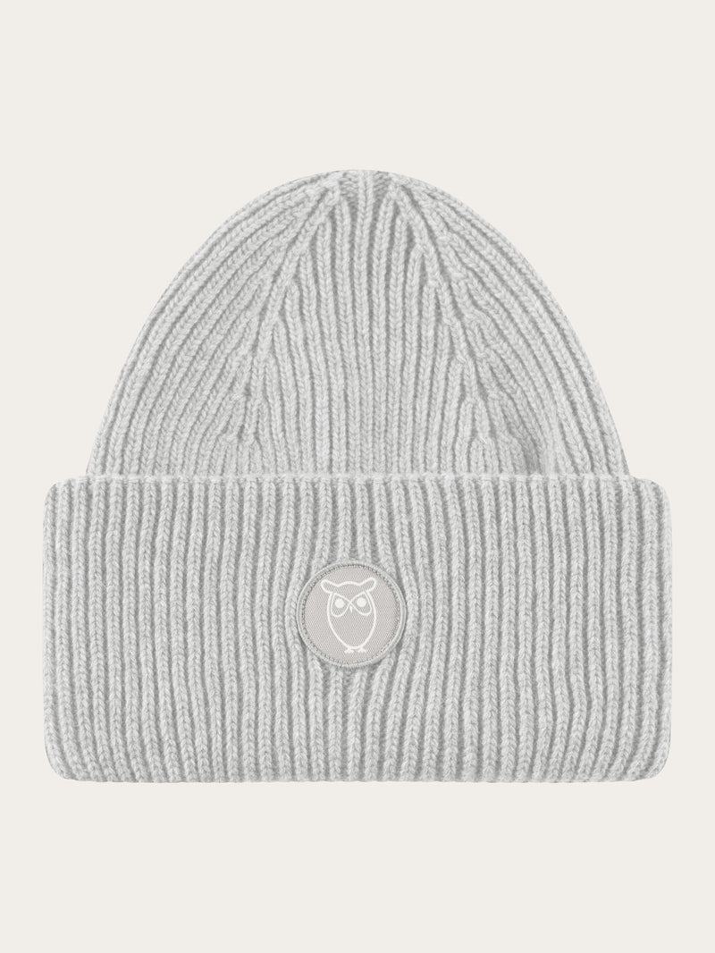 KnowledgeCotton Apparel - UNI Big rib beanie Hats 1012 Grey Melange