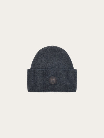 KnowledgeCotton Apparel - UNI Big rib beanie Hats 1073 Dark Grey Melange