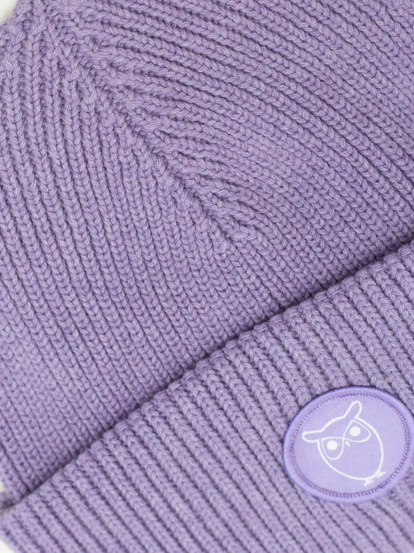 KnowledgeCotton Apparel - UNI Big rib beanie Hats 1418 Violet Tulip