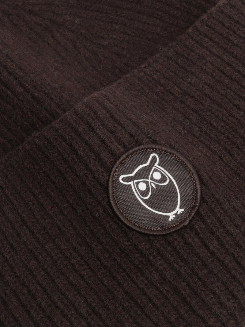 KnowledgeCotton Apparel - UNI Big rib beanie Hats 1487 Chocolate Torte
