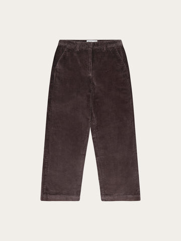 KnowledgeCotton Apparel - WMN Bora wide corduroy pants Pants 1487 Chocolate Torte