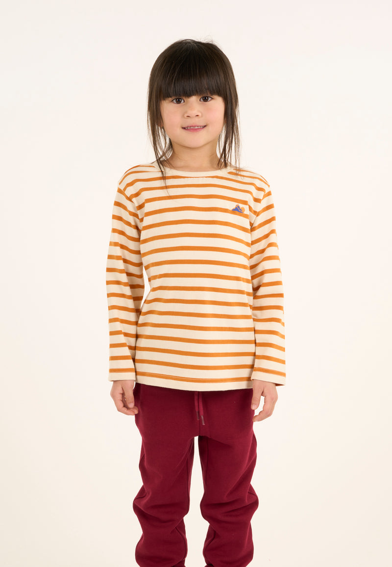 KnowledgeCotton Apparel - YOUNG Boxed fit striped long sleeve t-shirt with emb Long Sleeves 1365 Desert Sun