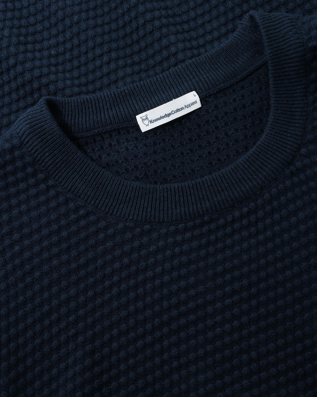 KnowledgeCotton Apparel - MEN Bubble knit crew neck Knits 1001 Total Eclipse