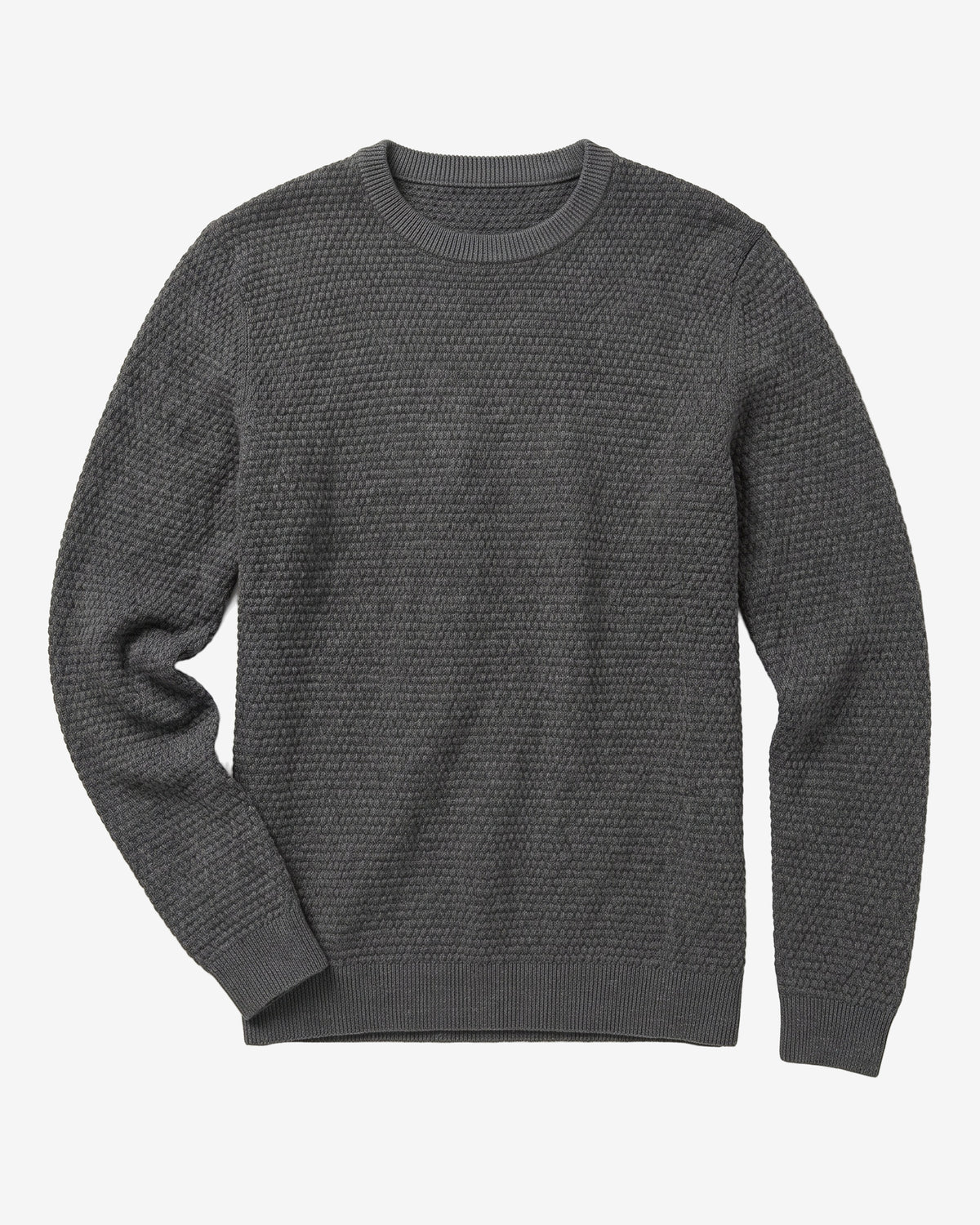 KnowledgeCotton Apparel - MEN Bubble knit crew neck Knits 1073 Dark Grey Melange