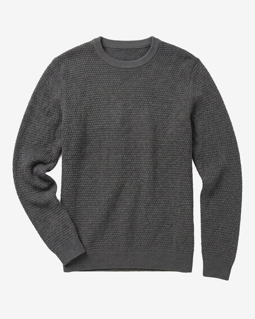 KnowledgeCotton Apparel - MEN Bubble knit crew neck Knits 1073 Dark Grey Melange
