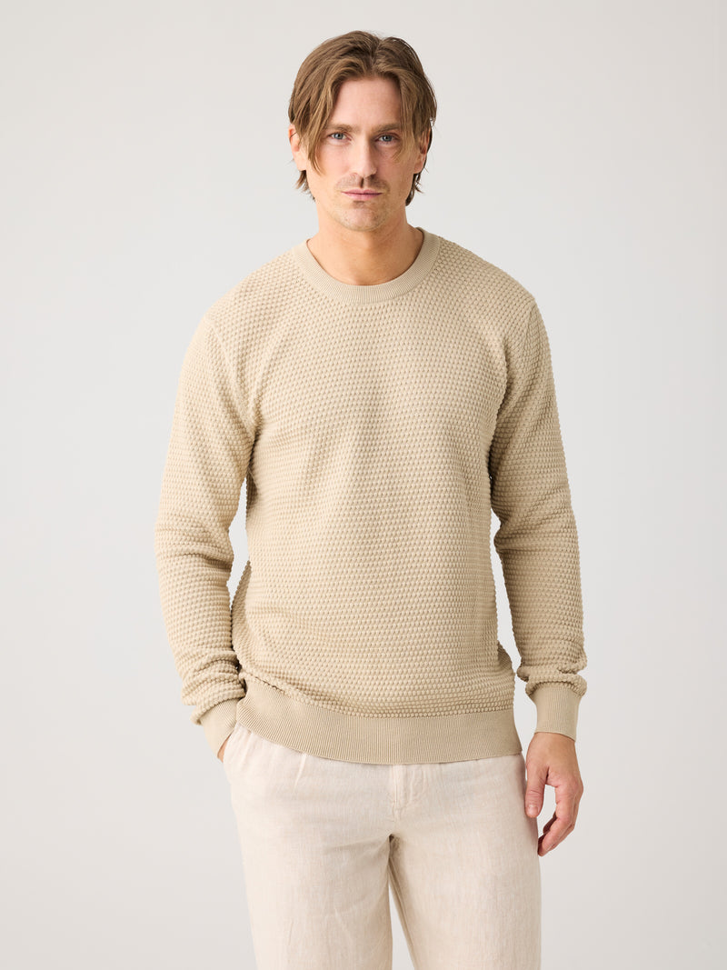 KnowledgeCotton Apparel - MEN Bubble knit crew neck Knits 1228 Light feather gray
