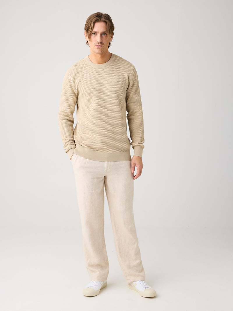 KnowledgeCotton Apparel - MEN Bubble knit crew neck Knits 1228 Light feather gray