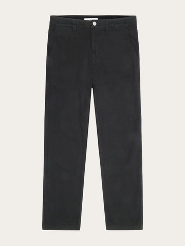 KnowledgeCotton Apparel - WMN CALLA tapered mid-rise twill workwear pants - GOTS/Vegan Pants 1300 Black Jet
