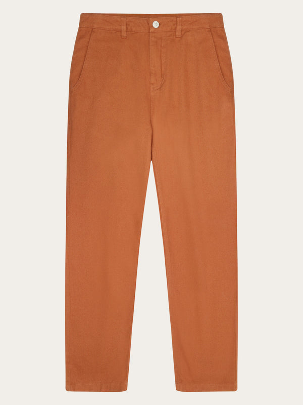 KnowledgeCotton Apparel - WMN CALLA tapered mid-rise twill workwear pants - GOTS/Vegan Pants 1426 Mocha Bisque