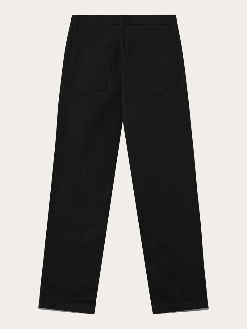 KnowledgeCotton Apparel - WMN CHLOE barrel high-rise twill 5-pocket pants Pants 1300 Black Jet