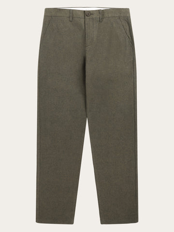 KnowledgeCotton Apparel - MEN CHUCK regular flannel chino pants Pants 1100 Dark Olive